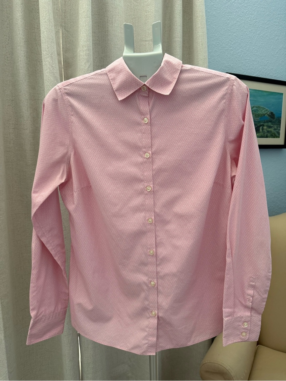Lands' End Pink Button-Down Broadcloth Shirt 8
